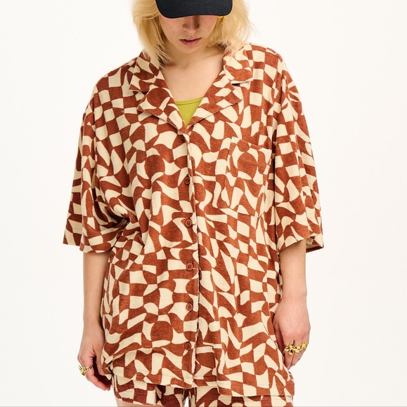 Lucy & Yak Santiago Shirt ORGANIC COTTON TOWELLING - Amara Grid - Picture 5 of 12